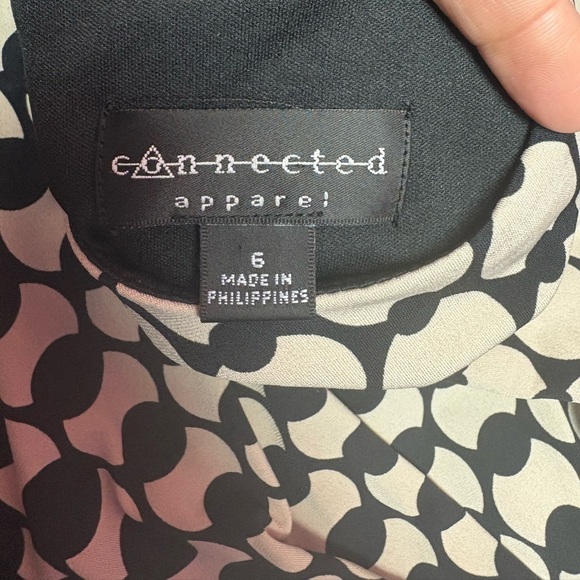 Connected Apparel Black and Cream Patterned Midi Dress - Picture 4 of 6